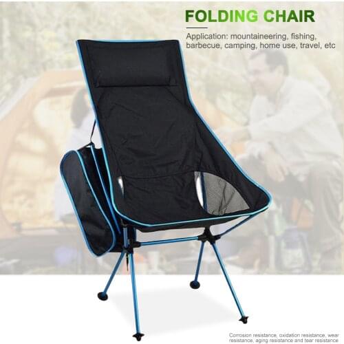 Outdoor Portable Camping Moon Chair Oxford Cloth Folding Lengthen Hiking Seat Beach Fishing Chair Ultralight Picnic Furniture