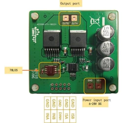 BTN7971B high-power DC motor drive H-bridge drive module rated input power 6-28V DC