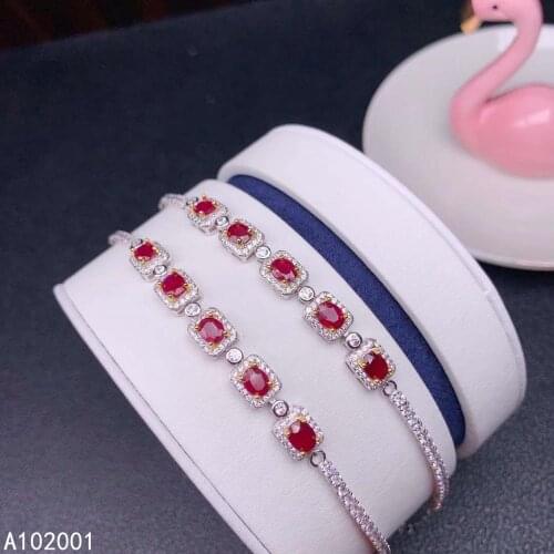KJJEAXCMY fine jewelry natural Ruby 925 sterling silver new gemstone women hand bracelet support test beautiful