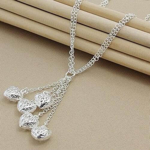 Hot Sale 925 Sterling Silver Five Heart Of Love Necklace Pendant For Women Romantic Jewelry Gift