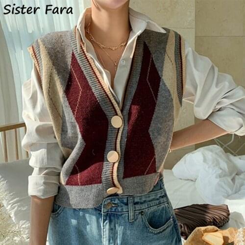 Sister Fara Autumn Winter Oversized Sleeveless Vest Sweaters Waistcoat Lady Tops Loose Fashion Single Breasted Casual Vest New