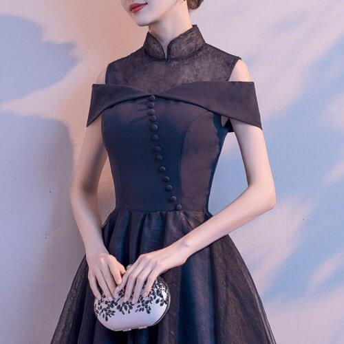 2021 chinese traditional dress lace stand-up collar modern formal evening party wedding bridesmaid dress elegant women cheongsam