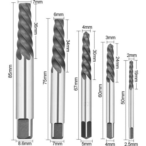 10pcs Drill Bit Broken Bolt Damaged Screw Extractor Set With Case 5/64" 7/64" 15/32" 1/4" 19/64"