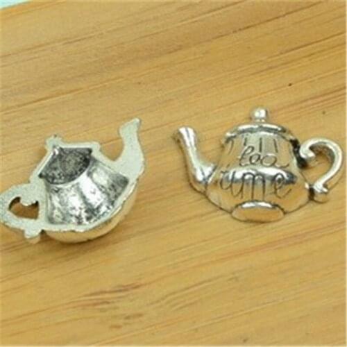 100Pcs/lot Antique Silver Teapot Charms 13x18MM Metal Teakettle Charms for Jewelry Making