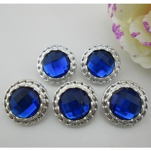 20pcs blue gem acrylic rhinestone buttons coat boots sewing clothes accessories 22mm