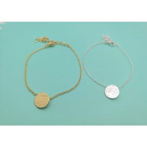 30PCS Brushed Forever Round Circle Bracelet Tiny Disk Coin Bracelet Geometric Disc Dot Bracelet Cute Simple Pie Bracelets