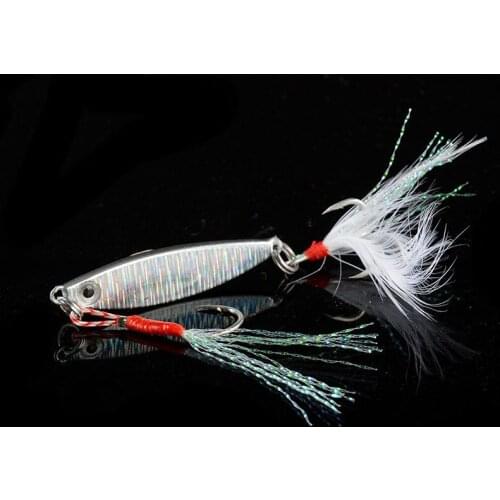 3D Eyes Anti-Corrosion High Quality Fishing Lure Hard Bait Artificial Jigbait With feather Freshwater Metal Fishing Bait