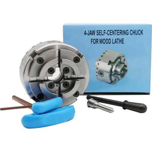 KP96 4-Jaw Self-Centering Chuck For Wood Lathe High Precision Woodworking Chuck 4 Inch 100MM Thread M33*3.5 Clamping 8-60MM