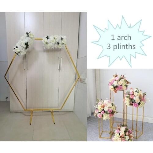 4pcs Glossy Iron DIY Arch Metal Plinths Flower Pillar Stand Balloon Rack For Wedding Birthday Stage Baby Shower Backdrop Decor