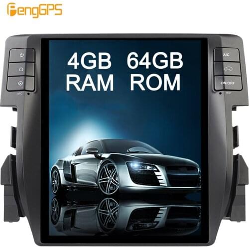 10.4“ PX-6 Android 8.1 Tesla Radio for Honda Civic 2016 2017 Car GPS Navigation Voice Control 4G+64G 1920*1080 4K Headunit Radio
