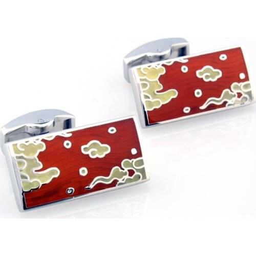 Red Enamel Cuff links Luxury Classic Rectangle Cufflinks Shirt Cuff Button Mens Jewelry Accessory Gift Wedding/Party/Business