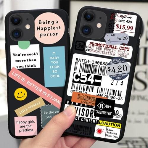 Retro Label Popular Barcode Black Phone Case for IPhone 12 11 Pro X XR XS Max 7 8 6 Plus 5 SE 12mini TPU Protective Cover