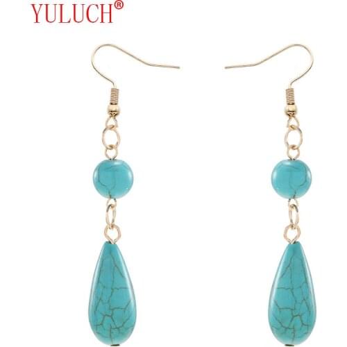 YULUCH 2018 Bright 4 colors semi-precious stones long pendant sweet woman fashion jewelry ball party gift