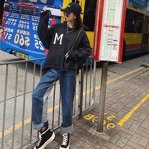 Summer New Jeans Women Straight Loose High Waist Contrast Color Letter Printing Stitching Raw Edge Soft Denim Wide-leg Pants