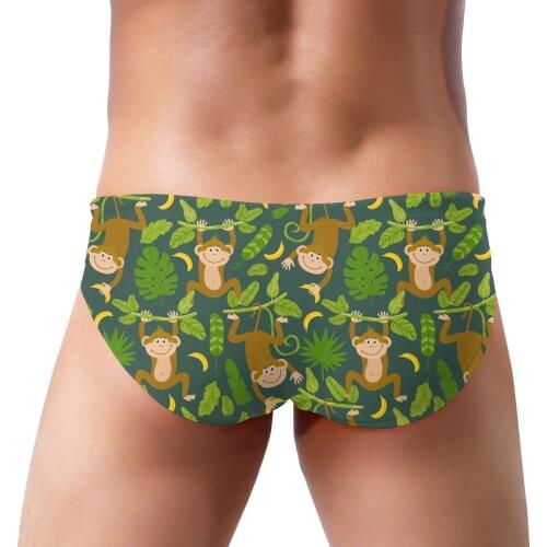 Hot Sell Mens Swimwear Animal Monkey Mens triangle Shorts Out Door Surf Board Beach Shorts Quick-drying Swimming Trunks