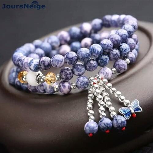 JoursNeige Color Yuhua Stone Beads Size 6mm Bracelets For Women Mothers Day Gift Necklace Multiplelayers Bracelet Jewelry
