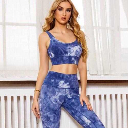 TIE DYE 2Piece Running Yoga Suits Women Naked Feel Workout Gym Bra Crop Top Two-Piece High Rise Squat Proof Leggings Sets S-XL
