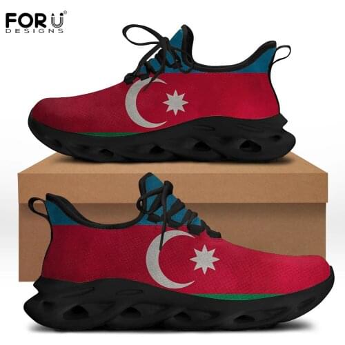 FORUDESIGNS Fashion Shoes Women Flag of Azerbaijan Pattern Flats Spring/Autumn Sneakers Light Fashion Breathable Shoes