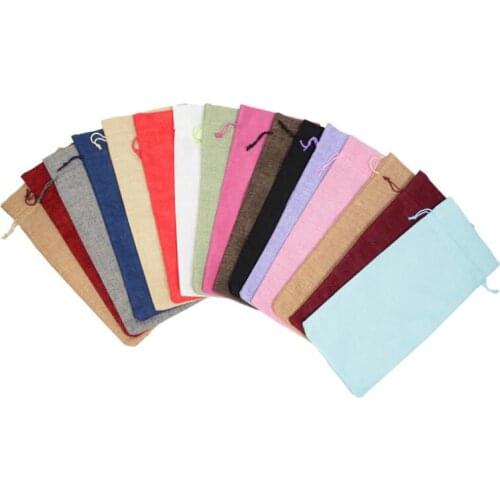 Flax Drawstring Bags Multi Colors Wine Bottle Bags Gift Pouch With Pull Rope Storage Bags LX4262