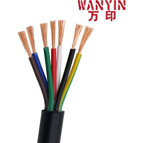 PVC multi-core cable black 18AWG 0.75MM RVV 2/3/4/5/6/7/8/10/12/14/16/20/24 core control signal line copper wire