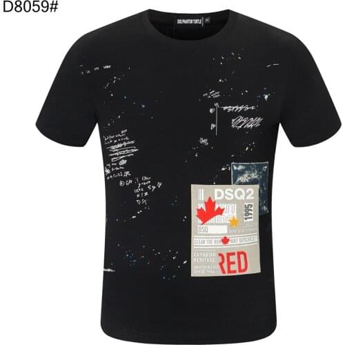 DSQ PHANTOM TURTLE Mens Short Sleeve Logo Series Graphic T-Shirt Men Fashion Print Cotton Tees Breathable Quality Tops D80591