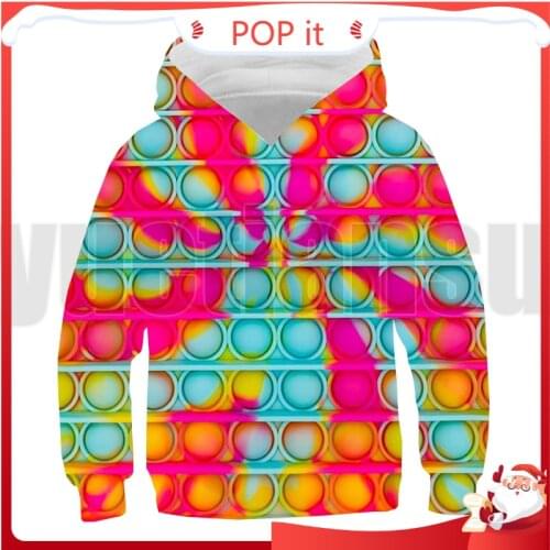 Fashion 3D Printed Anime Rainbow POP It Hoodie Men Oversize Sweatshirt Family Games Pullover Kids Clothes Pop Fidget Streetwear