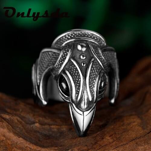 Viking Men Two Entwined Ravens Ring Norse Mythology Silver Color Odin Crow Stainless Steel Rings Nordic Amulet Jewelry Man Gift