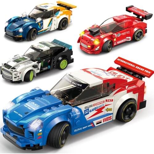 Technique Speed Champions Sports Super Movie Cartoon Car Racer Kit Set Block DIY Model Building Bricks Moc Toy City Vehicle Game