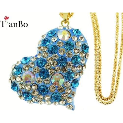 New Fashion Heart Love Necklaces Pendants Sweater chain for Women Statement Choker Long Chain Necklace Enamel Jewelry