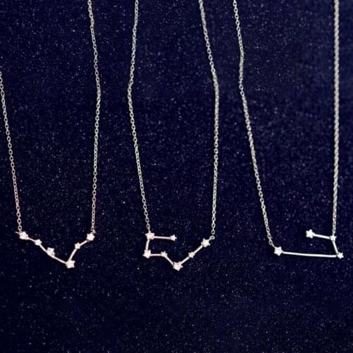 New Trendy Twelve Constellations Necklace Women 925 Silver Chokers Necklaces Aquarius Aries Pendant Jewelry Best Friends Gifts