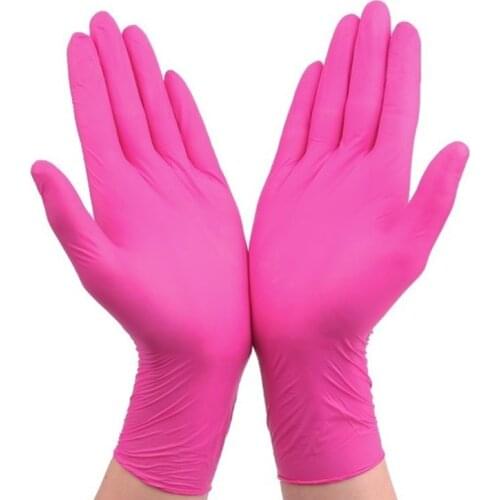 Pink Gloves Disposible Nitrile Rubber Latex Gloves Universal Kitchen Household Cleaning Gardening Purple Black Gloves 100pcs