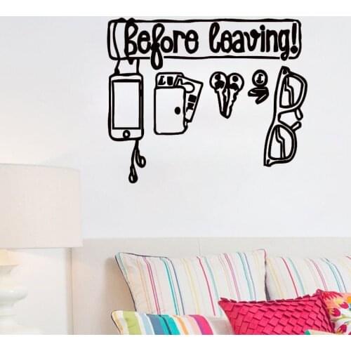 Before Leaving Don'T Forget Keys Sun Glasses Wall Decals Home Decor Door Window Art New Design Wall Sticker Removable Wallpaper