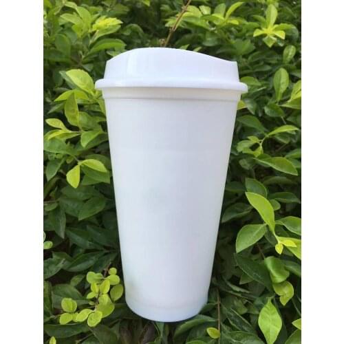 Bpa free 473ml 16oz food grade quality starbuckss matte finish reusable plastic mug with lid no printing