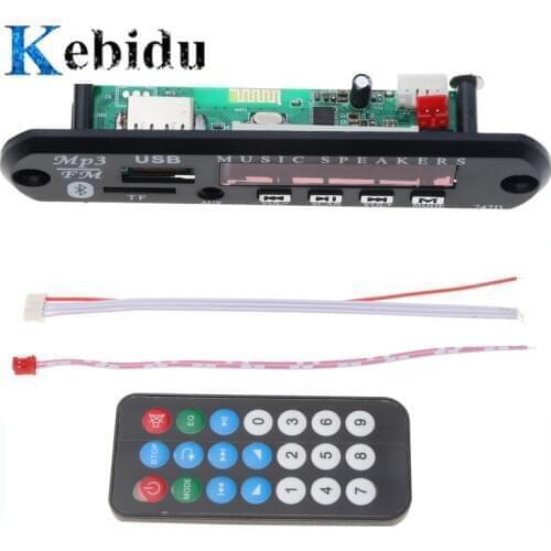 Kebidu MP3 WMA Decoder Board Wireless Bluetooth Audio Module USB TF FM Radio 5V 12V for Car Build in Car Speaker MP3 Player