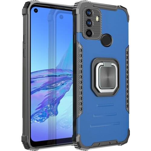 Magnetic Metal Ring Stand Holder Armor Shockproof Case For OPPO A53 2020 A32 Soft TPU Frame Aluminum Alloy Protective Back Cover