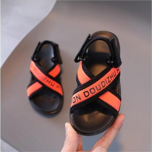 Boys' sandals 2021 summer new girls' fashion casual sandals simple non slip soft bottom ribbon beach shoes