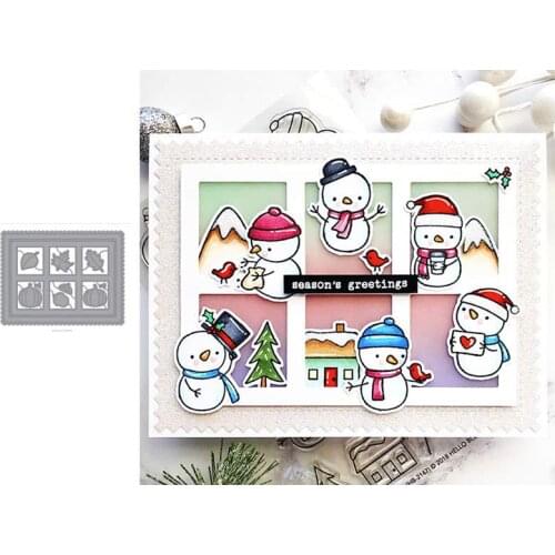 Six Square Window Metal Cutting Dies Scrapbooking Craft Mold Cut Die Stencil Handmade Paper Card Make Template Embossing 2021