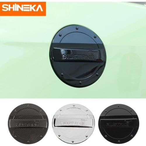 SHINEKA ABS Car Exterior Fuel Tank Cap Covers Trim Decoration Stickers Accessories For Ford Mustang 2010 2011 2012 2013 2014