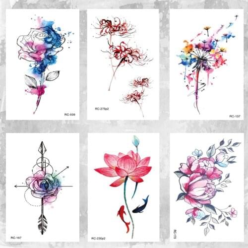East Light Color Lotus Tattoo Body Art Beauty Makeup Waterproof Temporary Tattoo Stickers