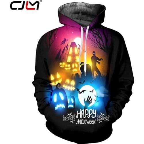 CJLM Halloween Hoodie Couple Cloths 3D Print Hoodie Horror Castle Halloween Party Long Sleeve Plus Size Hip Hop Street Costume