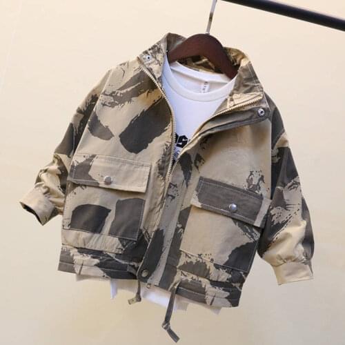 Spring Autum Jacket For Boys Two Styles Winter Outerwear Windbreaker Stand Collar Camouflage Plush Thicken Coat Children Clothes