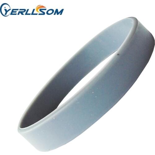 YERLLSOM 100PCS/Lot High quality Gray Blank Silicone Wristband&Bracelets with custom logo P063018