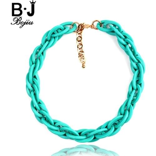BOJIU Noble Chain Plastic Resin Links Choker Necklace For Women Exquisite Fashion Link Chain Accessories Collar hembra NKS075