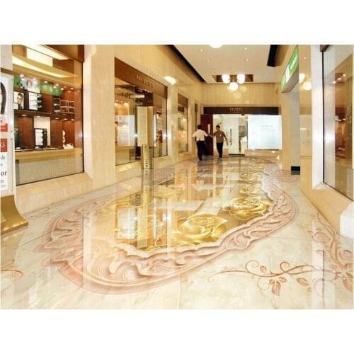 Golden rose 3D wall murals wallpaper floor Waterproof floor mural painting PVC waterproof floor