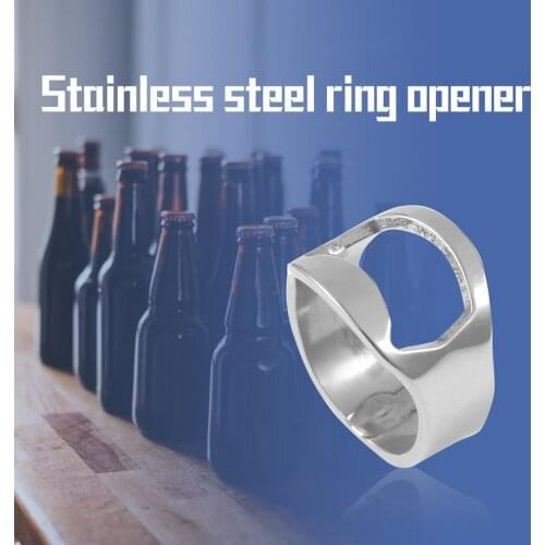 1Pcs 2017 New Unique Creative Versatile Stainless Steel Finger Ring Ring-Shape Beer Bottle Opener Bar Tool Kitchen Cooking