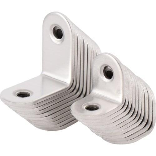 10 Pcs 20mm x 20mm Stainless Steel Corner Code L Type Code Round End 90 Degree Corner Bracket Thick Reinforced Angle