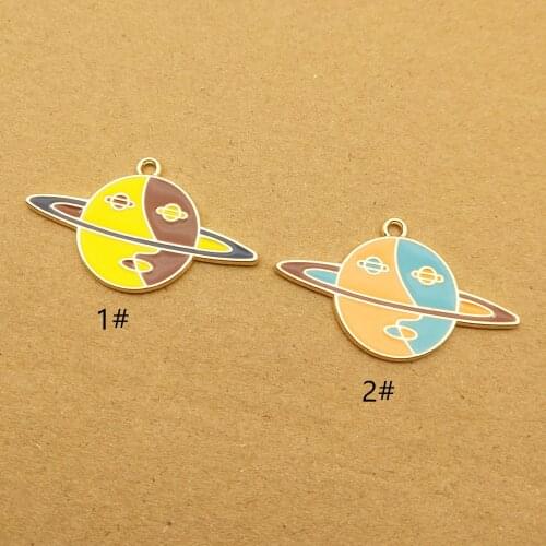 10pcs 21x36mm enamel saturn charm for jewelry making cute earring pendant bracelet necklace charms diy design charms