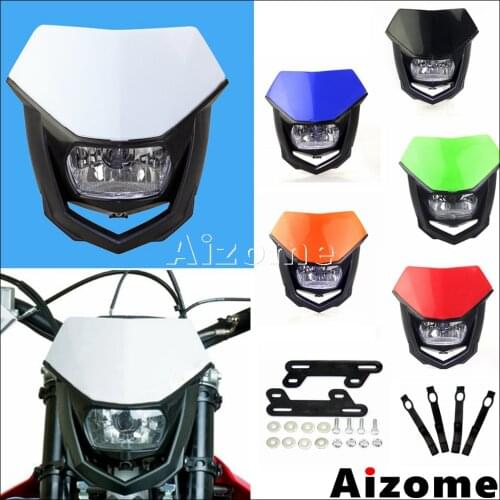 13 Colors Motorcycle Headlight Fairing H4 35W Bulb Motorbike Headlamp For Honda Yamaha Kawasaki Enduro Dirt Bike Supermoto