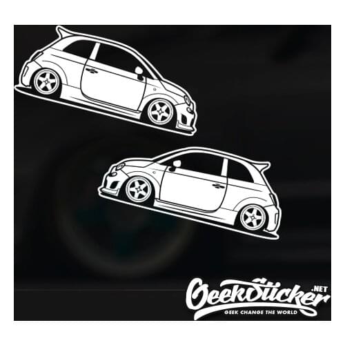 2Pcs Fiat 500 Hellaflush JDM Car Sticker Waterproof Reflective Decal For Fiat 500c Abarth 595 695 Car Accessories Black / White