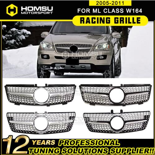 Front Bumper for ML Class W164 Diamond Grille 2005 2008 2011 Front Bumper Racing Car Styling For ML Class W164 Diamond grille